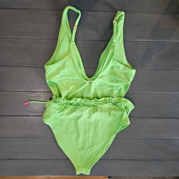 Red Carter Women's Lime Green Ruffle Cutout Side One Piece Swimsuit - Picture 5 of 11
